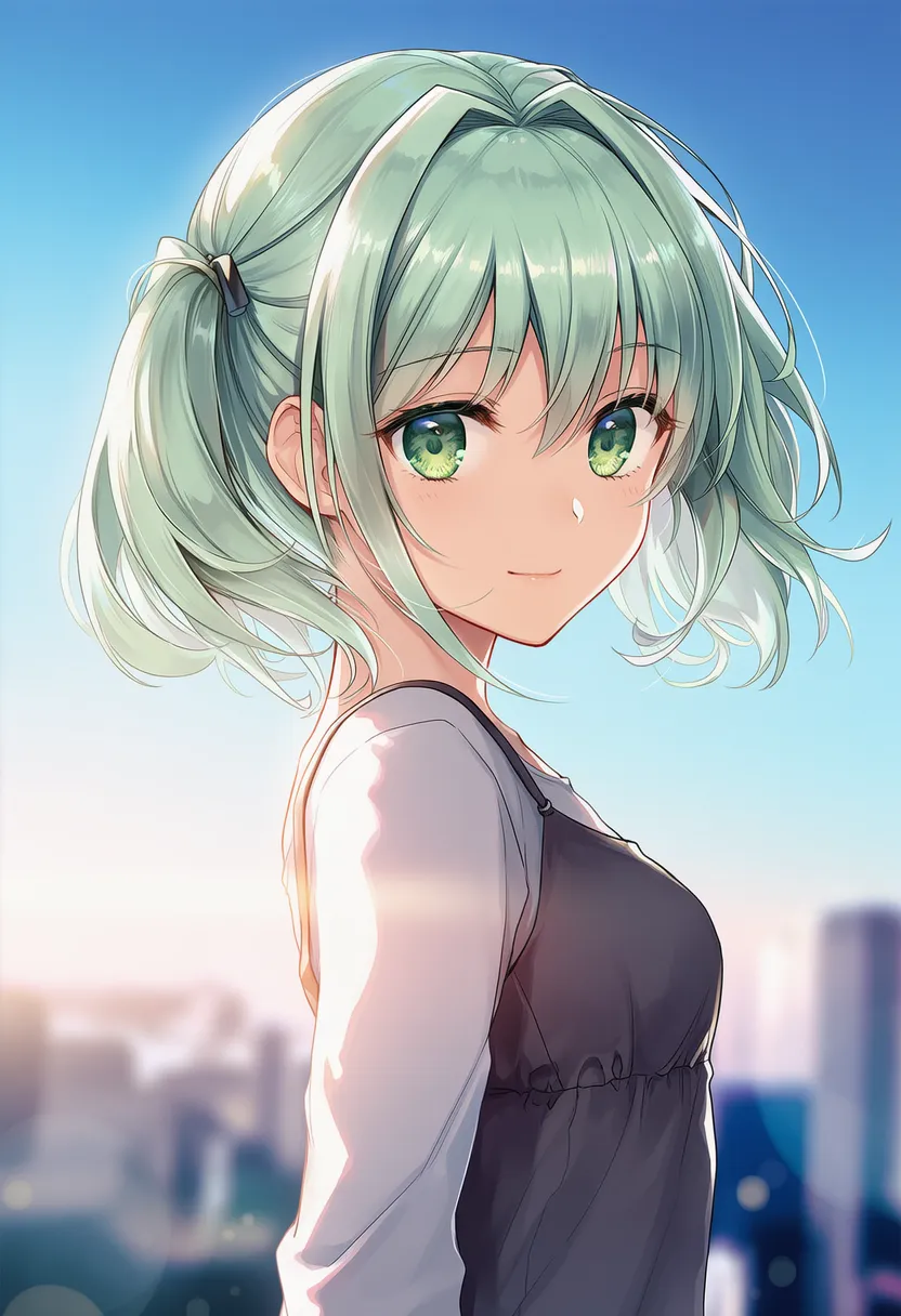 体が右向き、顔の向きがやや正面のAIイラスト｜プロンプト紹介