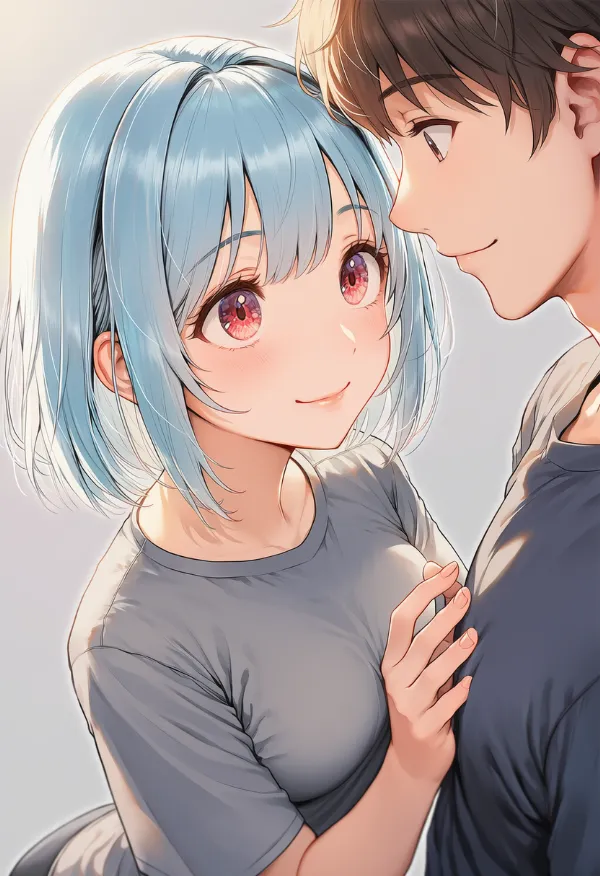 大胸筋を触る（grabbing another’s pectoral）ポーズのプロンプト紹介｜AIイラスト