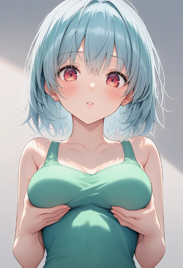 自分の胸を掴む（grabbing own breasts）ポーズのプロンプト紹介｜AIイラスト