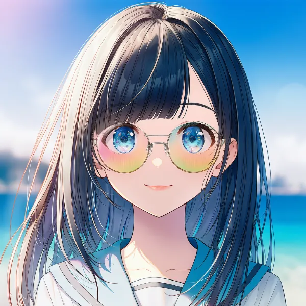 グラデーションレンズのメガネのAIイラスト｜プロンプト紹介