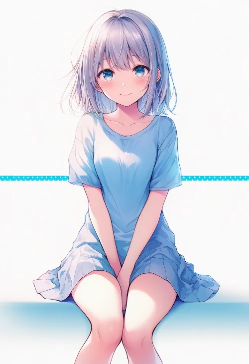 手を脚の間に入れる|手のポーズのプロンプト