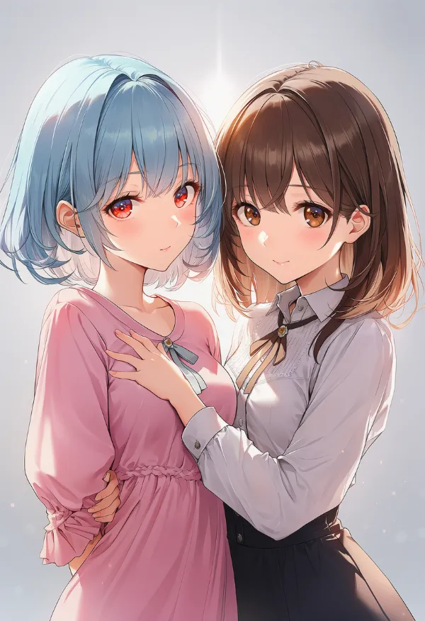 他キャラの胸に手を置く（hand on another’s chest）ポーズのプロンプト紹介｜AIイラスト