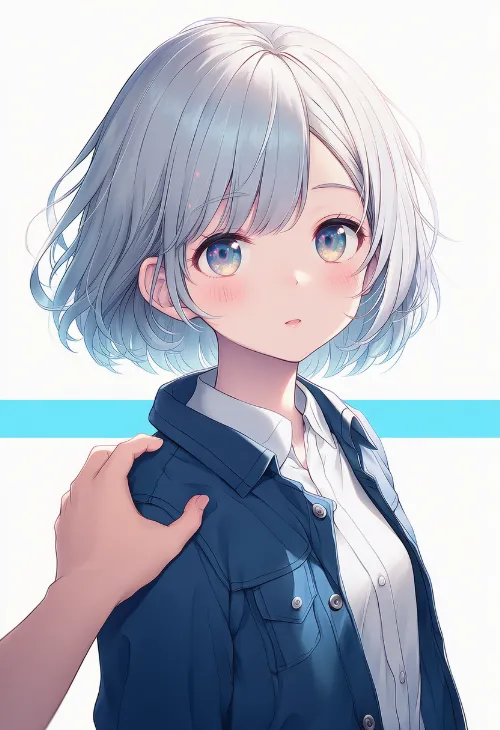 手を肩の上に置く|手のポーズのプロンプト