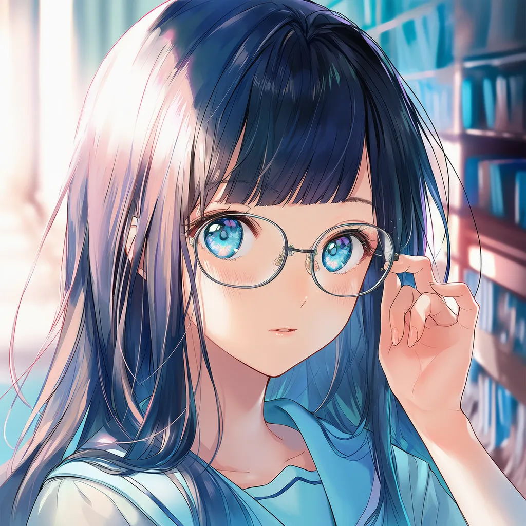 メガネに手を置くポーズのAIイラスト｜プロンプト紹介