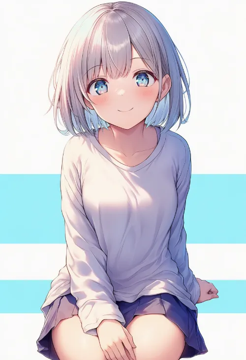 手を膝の上におく|手のポーズのプロンプト