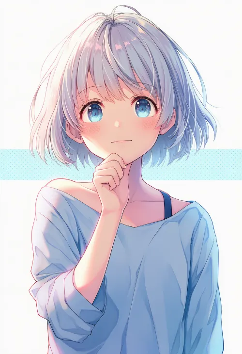 顎に手を当てる|手のポーズのプロンプト