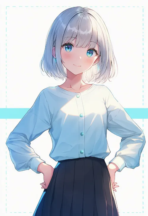 手を腰に当てる|手のポーズのプロンプト