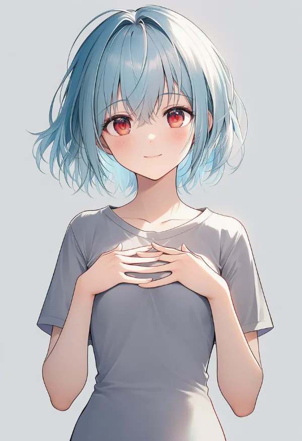 両手を胸に当てる（hands on own chest）ポーズのプロンプト紹介｜AIイラスト