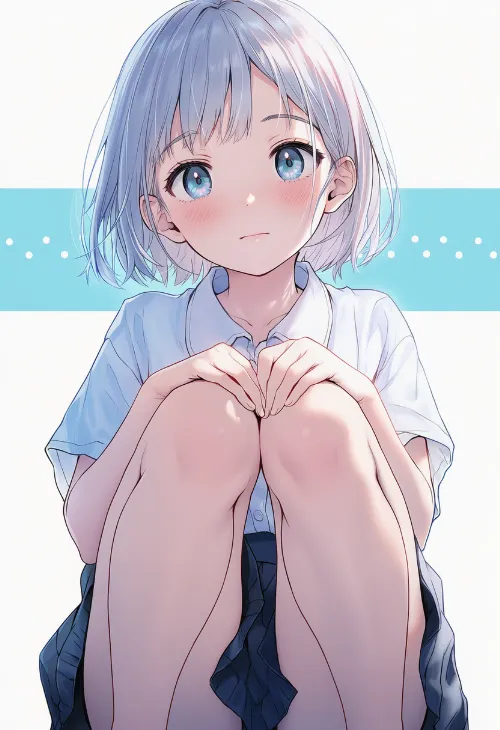 手を膝の上におく|手のポーズのプロンプト