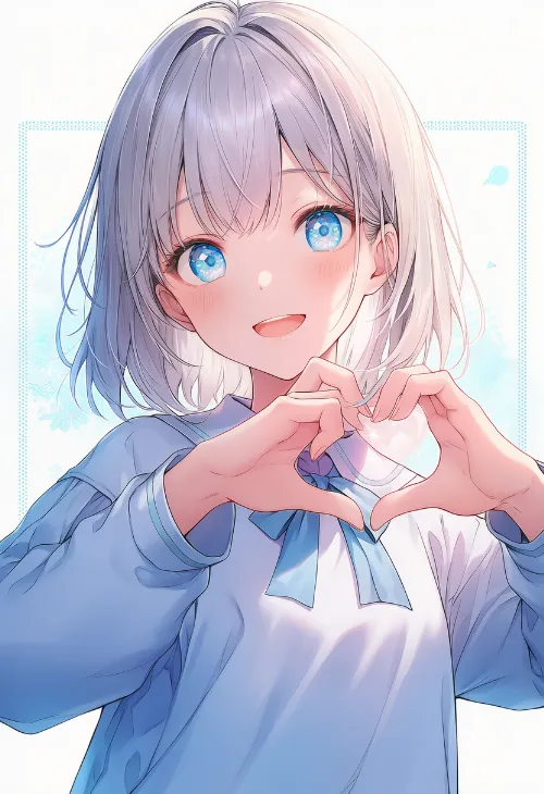 手でハート|手のポーズのプロンプト