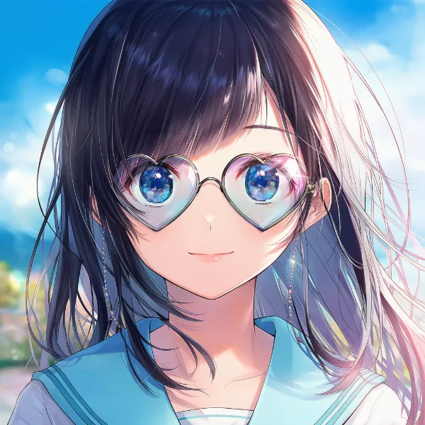 ハート型のメガネのAIイラスト｜プロンプト紹介