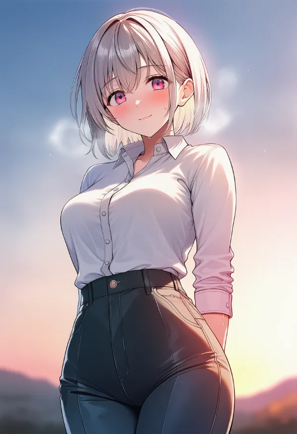 ハイウエストパンツを履いた美少女AIイラスト|プロンプト紹介