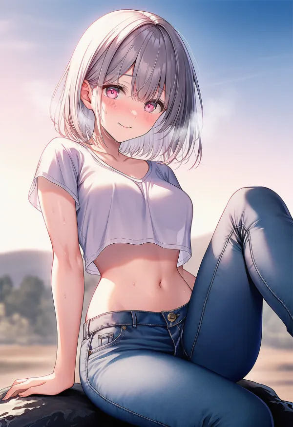 ジーンズを履いた美少女AIイラスト|プロンプト紹介