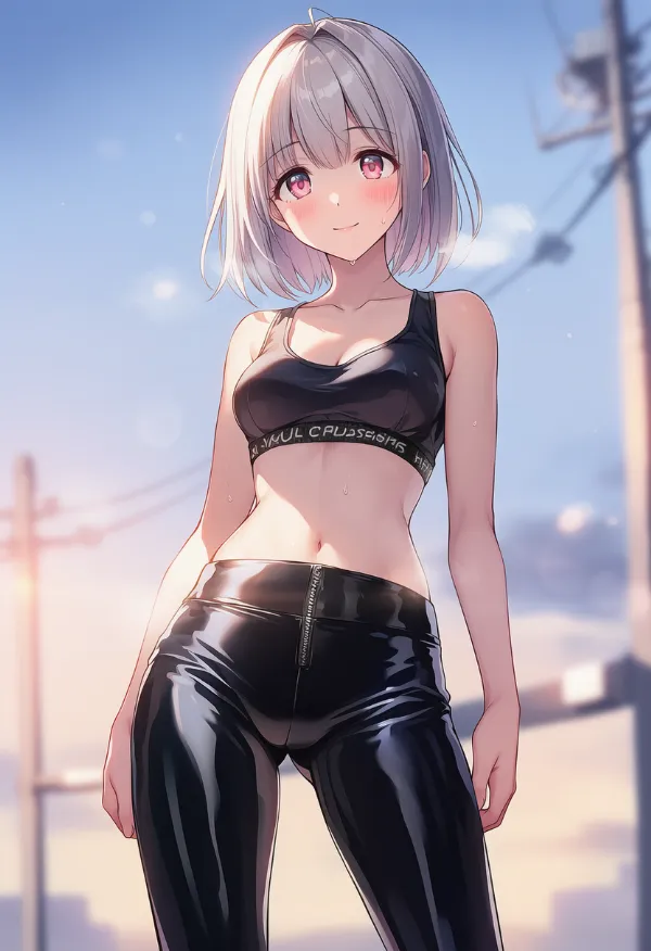 ラテックスパンツを履いた美少女AIイラスト|プロンプト紹介