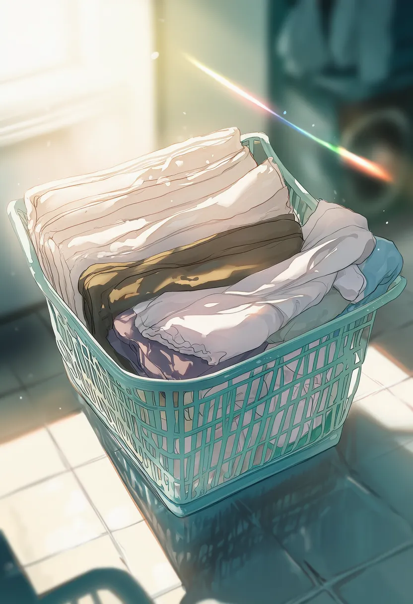 洗濯籠に入った服のAIイラスト|プロンプト紹介
