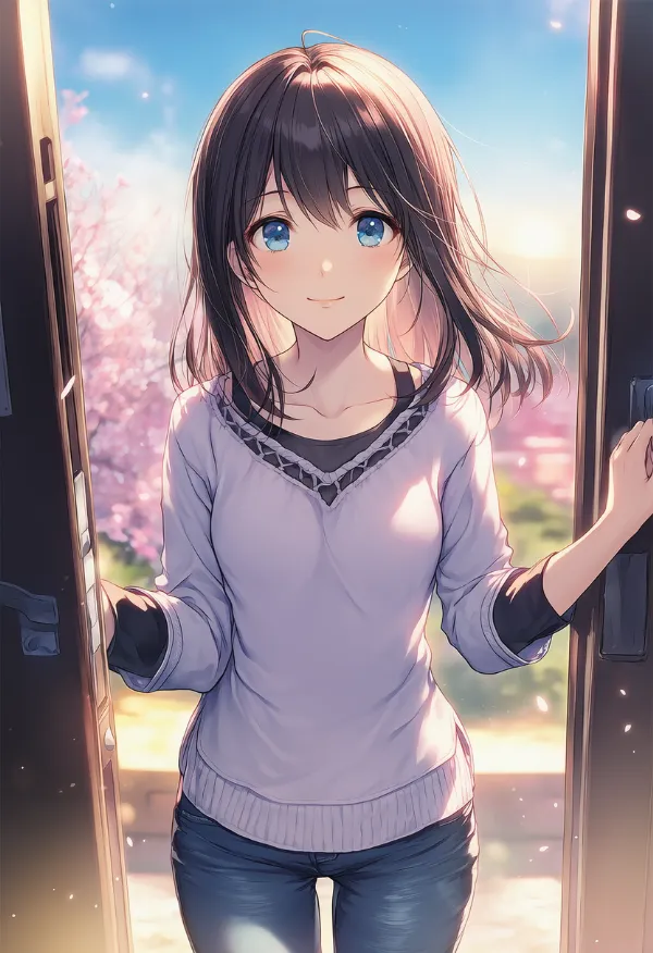 [layered clothes, pants]のプロンプトで生成した服のAIイラスト