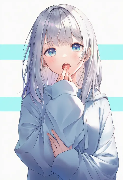 手を舐める|手のポーズのプロンプト