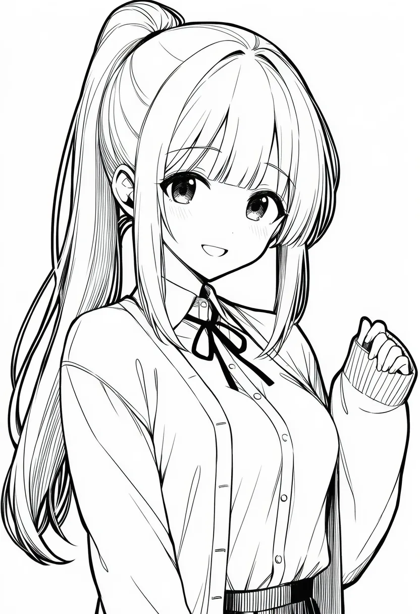 クリーンなアニメ線画のAIイラスト作例|プロンプト紹介