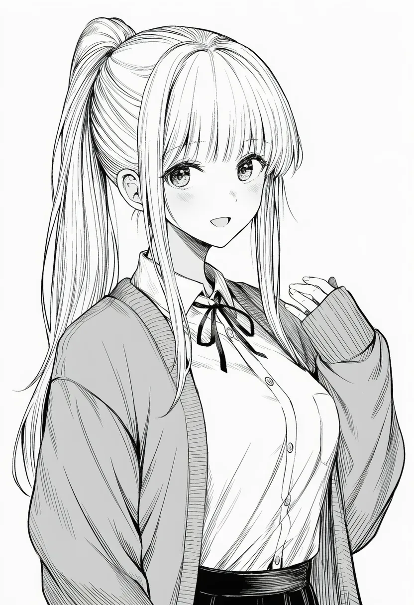 極細・繊細な美少女ゲーム風線画のプロンプト紹介|AIイラスト作例