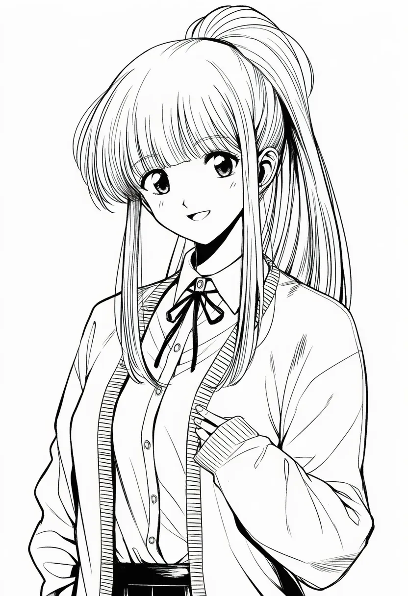 90〜2000年代アニメの太線画のプロンプト紹介|AIイラスト作例