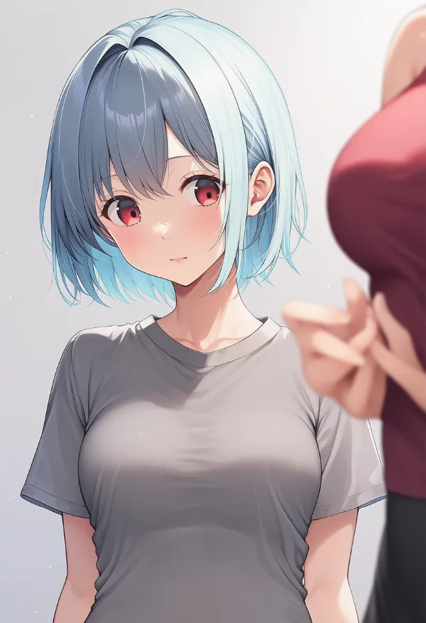 他キャラの胸を見る（looking at breasts）のプロンプト紹介｜AIイラスト