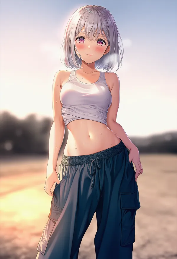 ルーズパンツを履いた美少女AIイラスト|プロンプト紹介