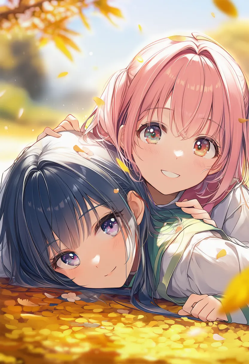 人の上で横になる(下がうつ伏せ)2人のポーズのAIイラスト|プロンプト紹介