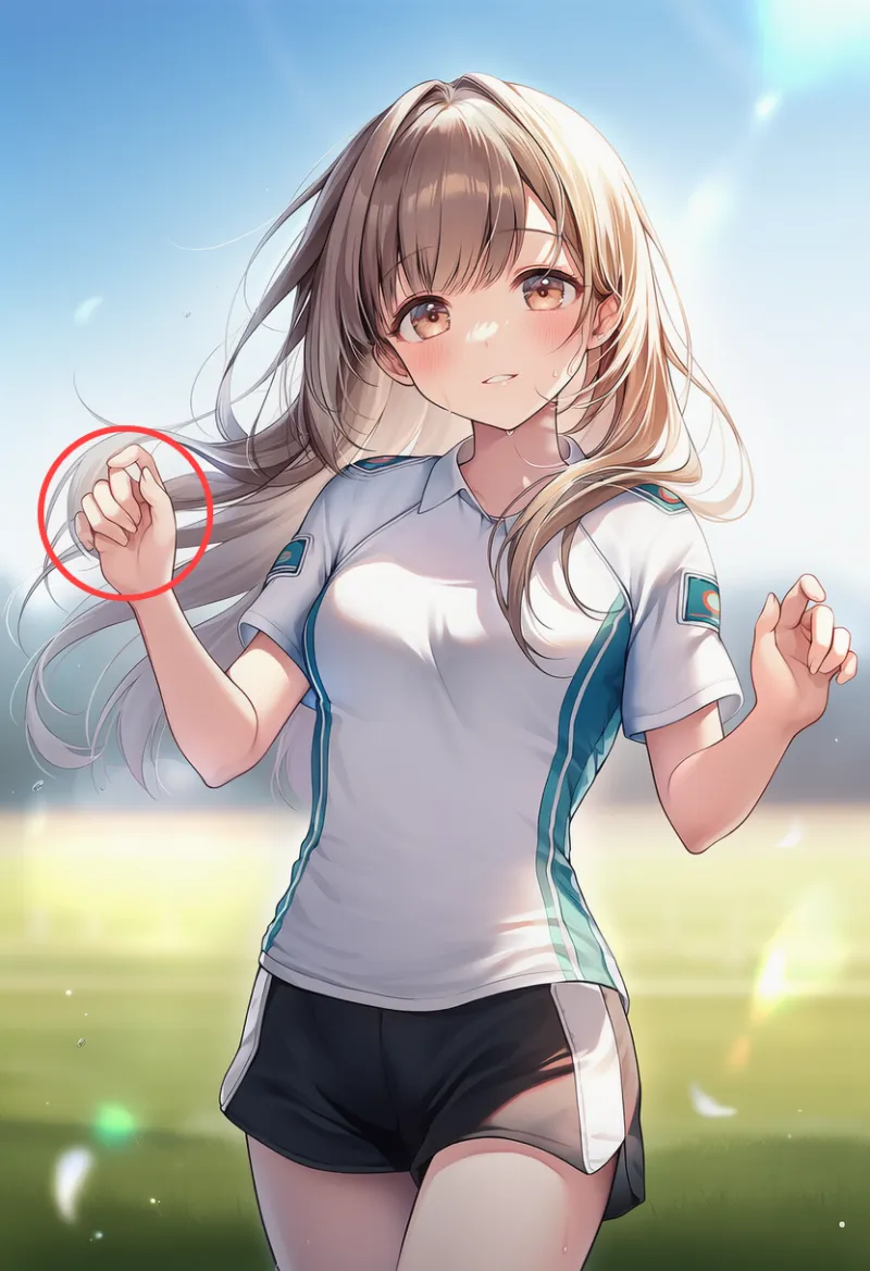 NovelAIで生成したAIイラストの作例5（指の本数が多い失敗ケースの作例）