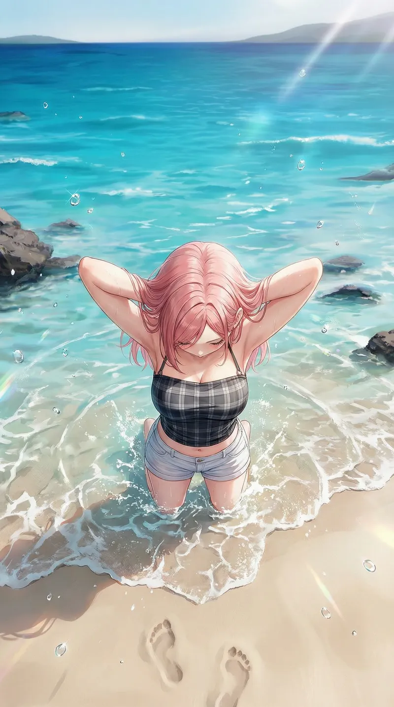 Nano Banana Proで元画像のアングルを俯瞰構図に変更したイラスト｜プロンプト紹介