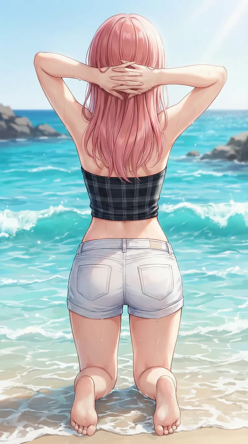 Nano Banana Proで元画像のアングルを真後ろからのアングルに変更したイラスト｜プロンプト紹介