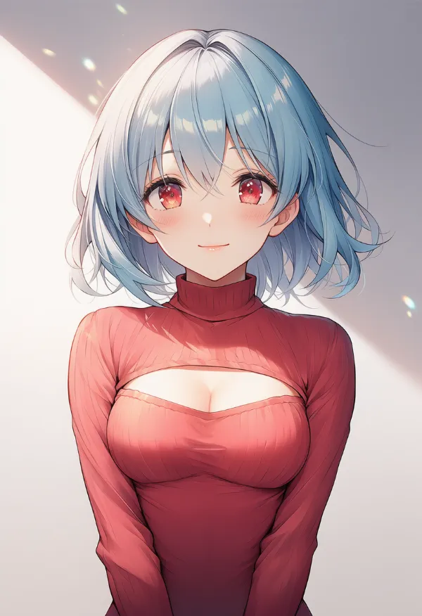 胸開きタートルネック（open-chest sweater）のプロンプト紹介｜AIイラスト