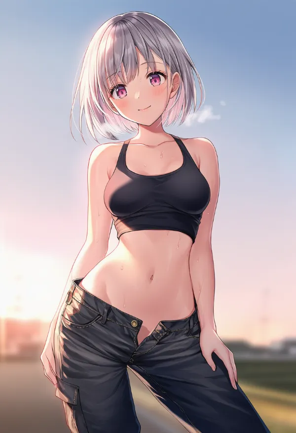 チャックの開いたズボンを履いた美少女AIイラスト|プロンプト紹介