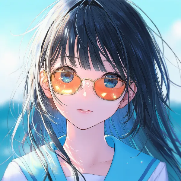 オレンジのレンズのメガネのAIイラスト｜プロンプト紹介