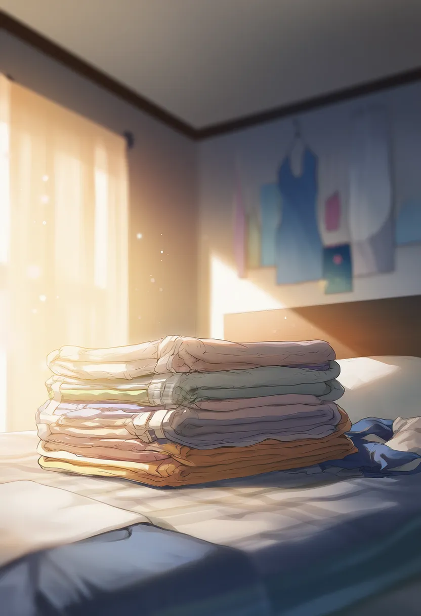 色とりどりに畳まれた服のAIイラスト|プロンプト紹介