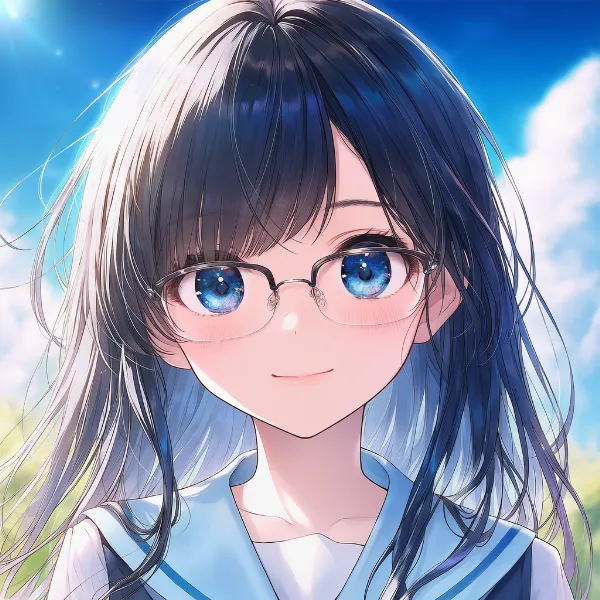 上縁メガネのAIイラスト｜プロンプト紹介