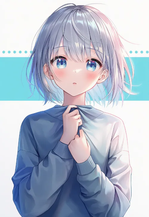 手でシャツの襟を引く|手のポーズのプロンプト