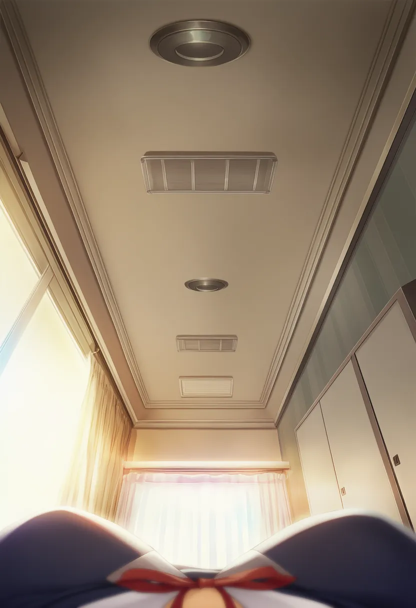 胸越しの視点で天井を見上げるプロンプト|AIイラスト