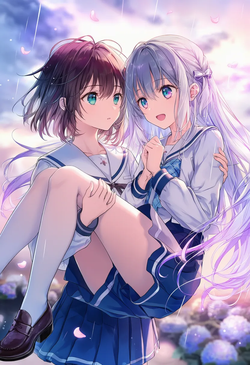 お姫様抱っこの2人のポーズのAIイラスト|プロンプト紹介