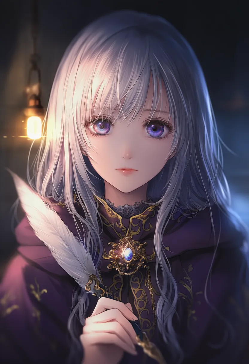 羽根ペンのプロンプト紹介｜占い師のアイテムのAIイラスト作例