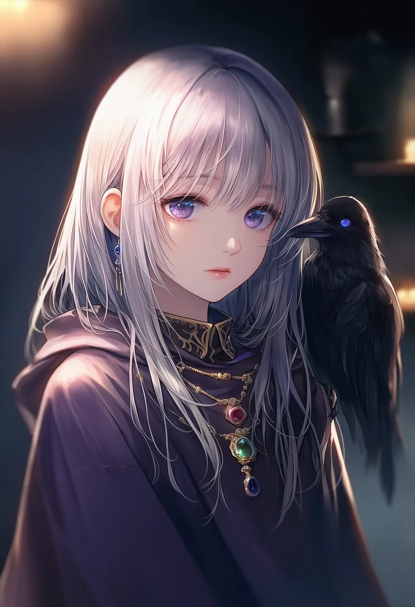 カラス・鴉のプロンプト紹介｜占い師のアイテムのAIイラスト作例