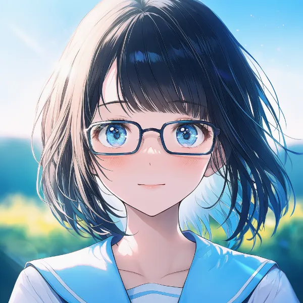 長方形のメガネのAIイラスト｜プロンプト紹介