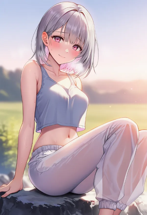 透け感のあるズボンを履いた美少女AIイラスト|プロンプト紹介