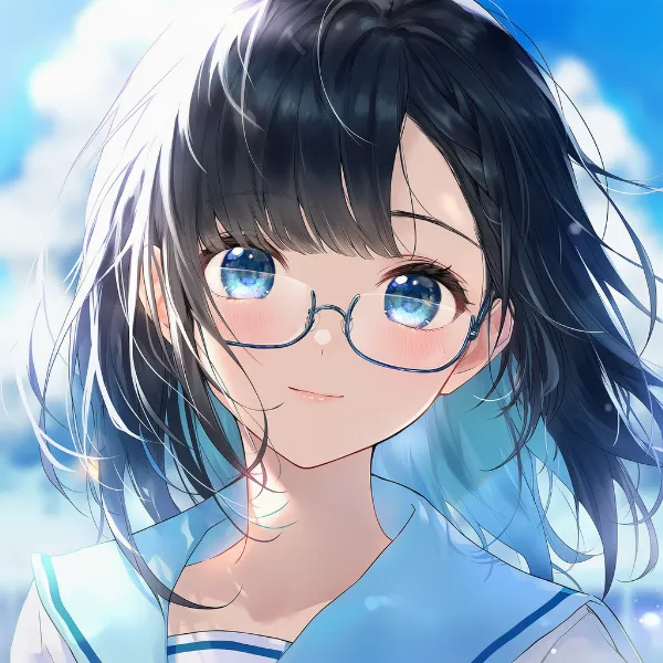 一部に縁のないメガネのAIイラスト｜プロンプト紹介