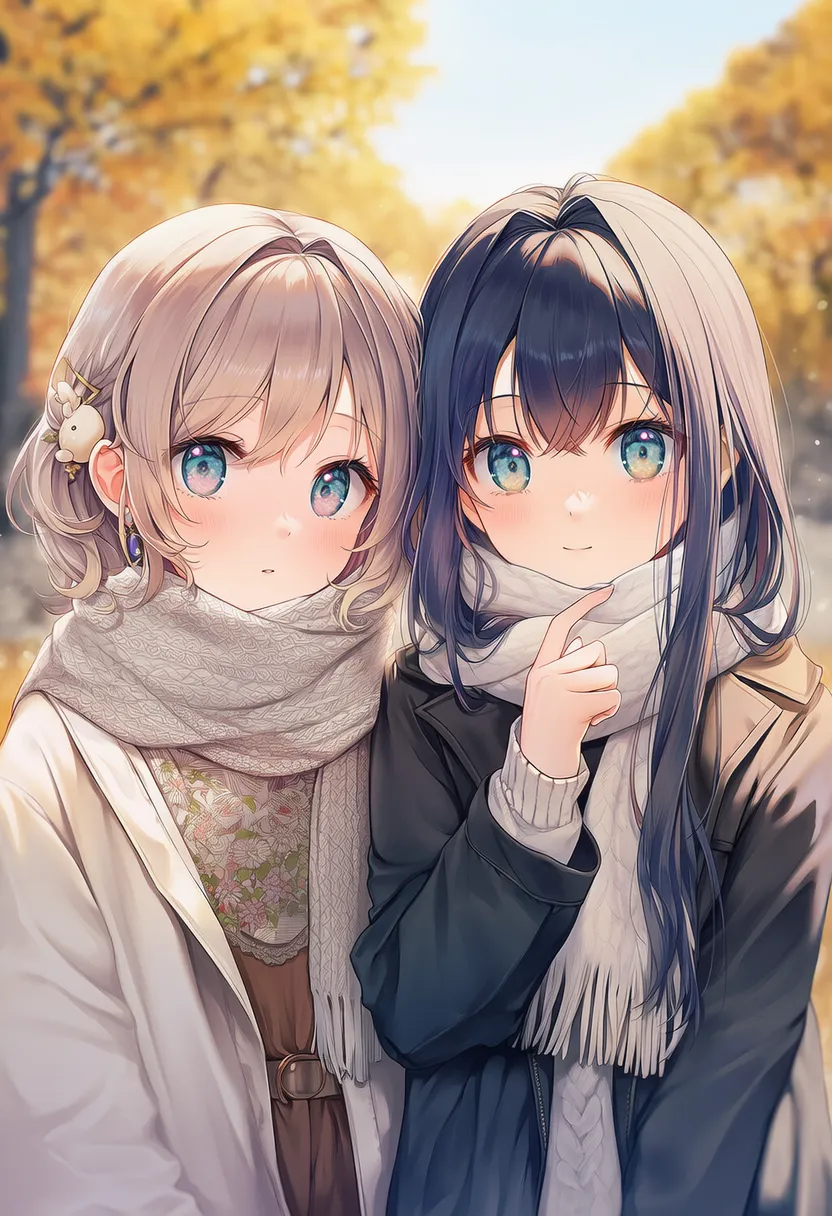 2人で並ぶポーズのAIイラスト|プロンプト紹介