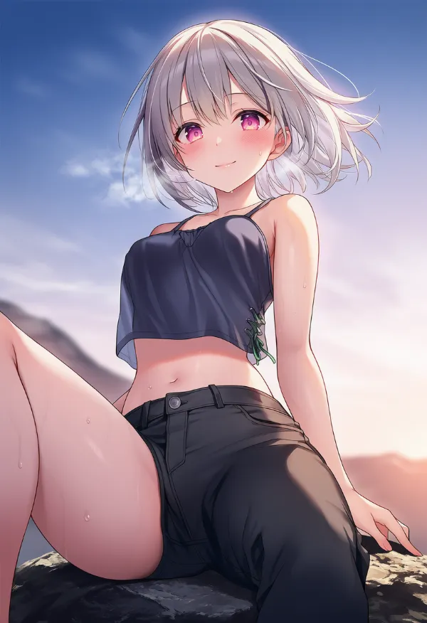 片足ズボンを履いた美少女AIイラスト|プロンプト紹介