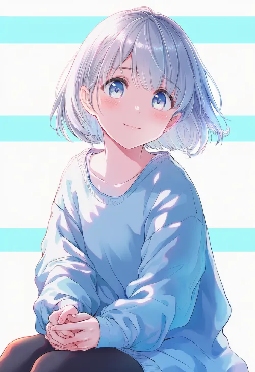 手を組んで座る|手のポーズのプロンプト