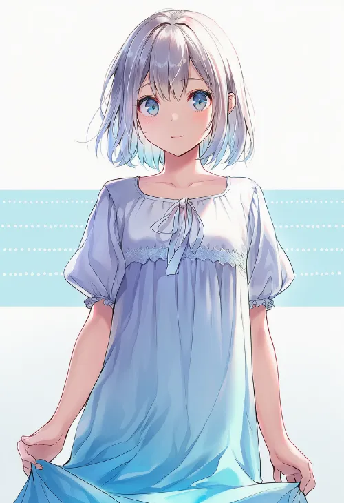 手でスカートをつまむ|手のポーズのプロンプト