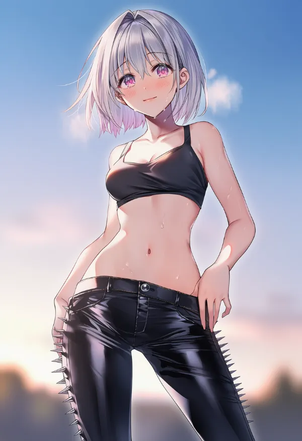 スパイキーパンツを履いた美少女AIイラスト|プロンプト紹介