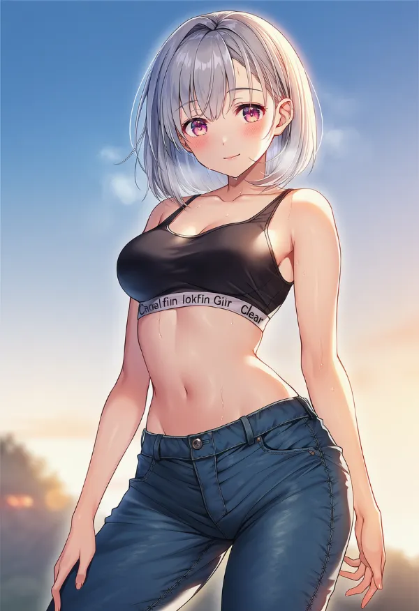 ステッチパンツを履いた美少女AIイラスト|プロンプト紹介