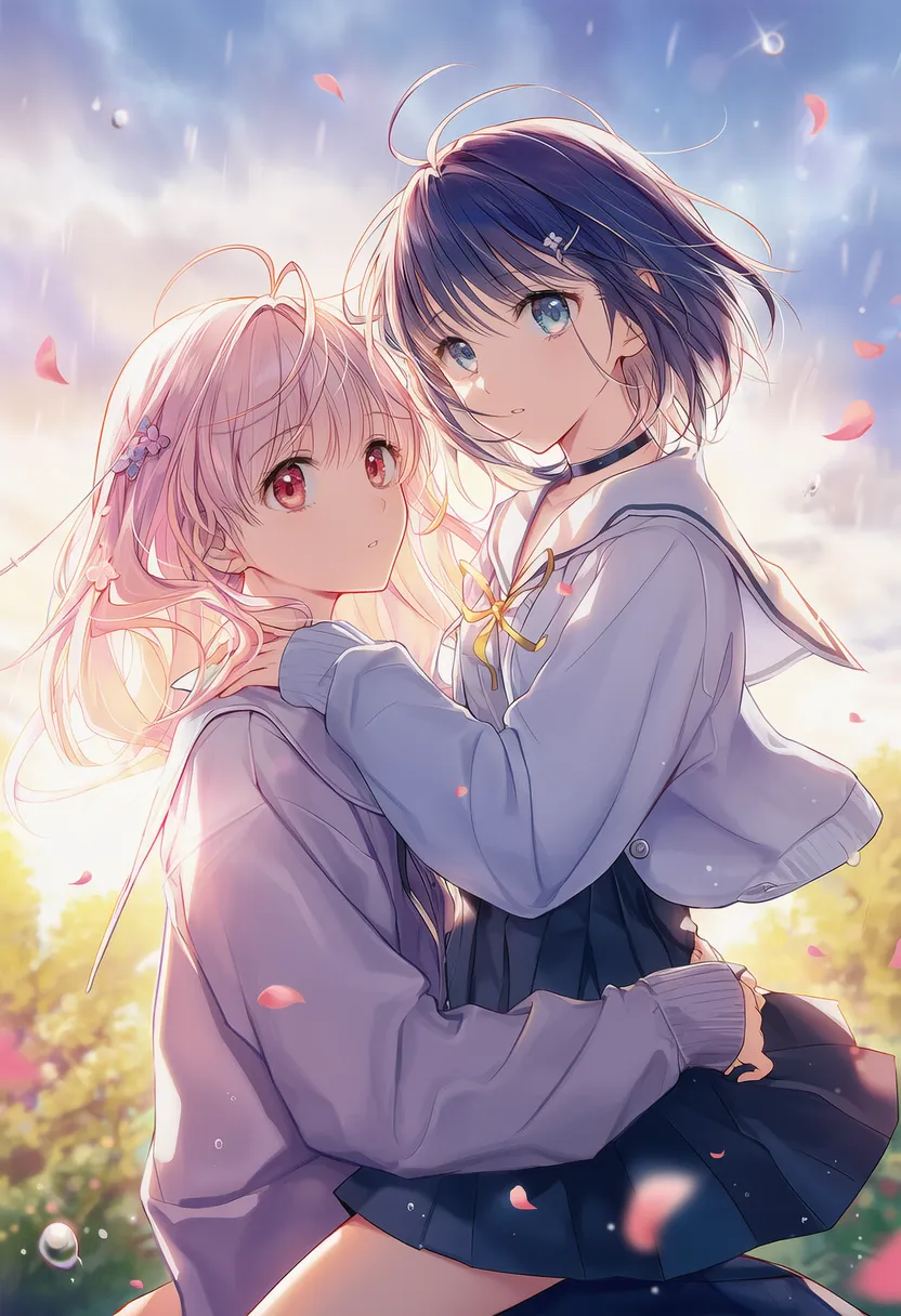 他キャラに跨る2人のポーズのAIイラスト|プロンプト紹介